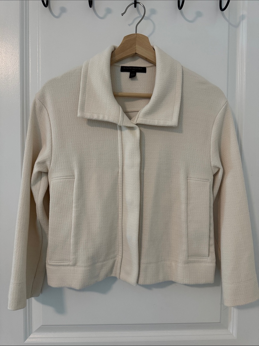 Banana Republic Cream Snap-Closure Collar Textured Light Jacket XXS Women
